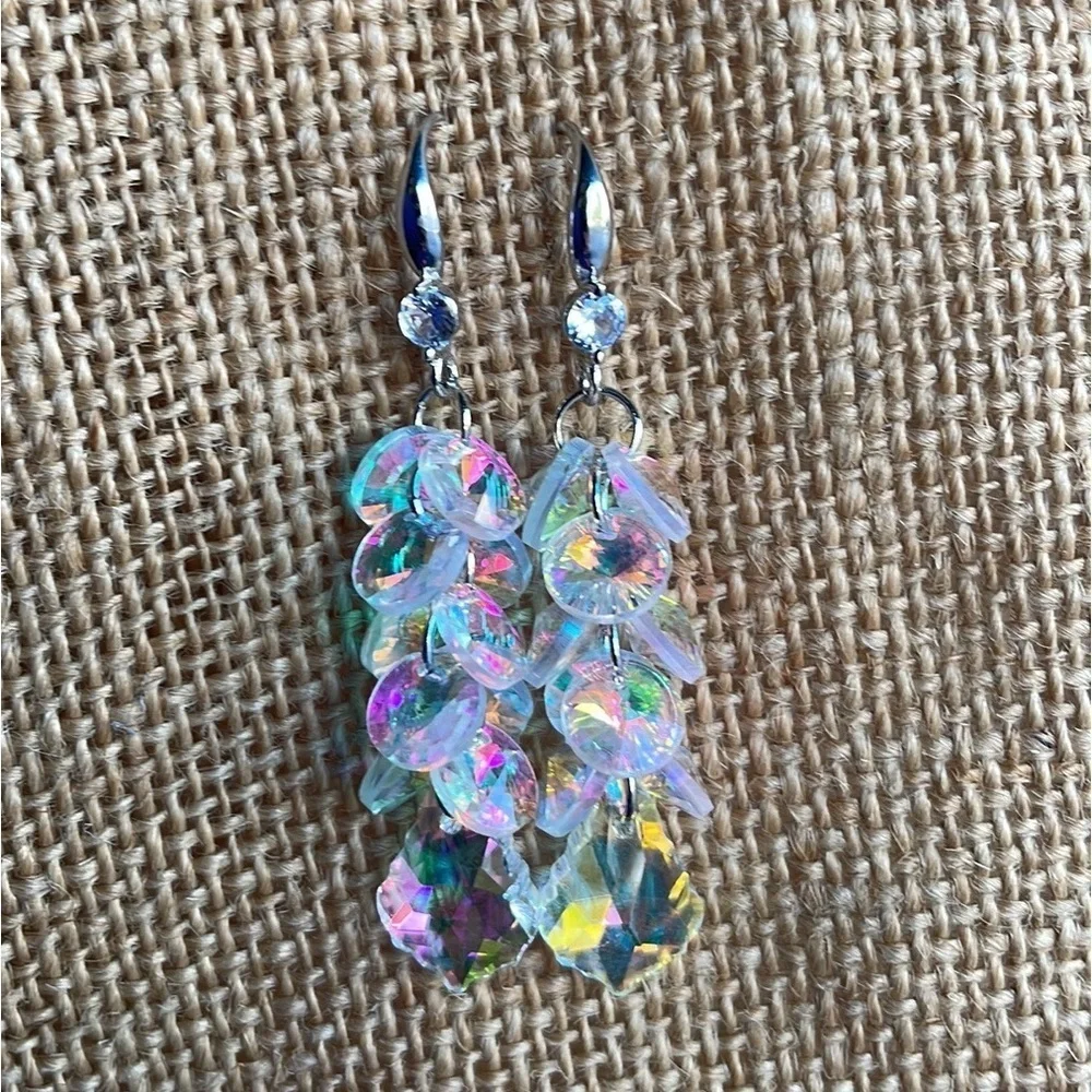 Crystal Sparkly Geometry Dangle Earrings Cascade 925. Post New evening gorgeous